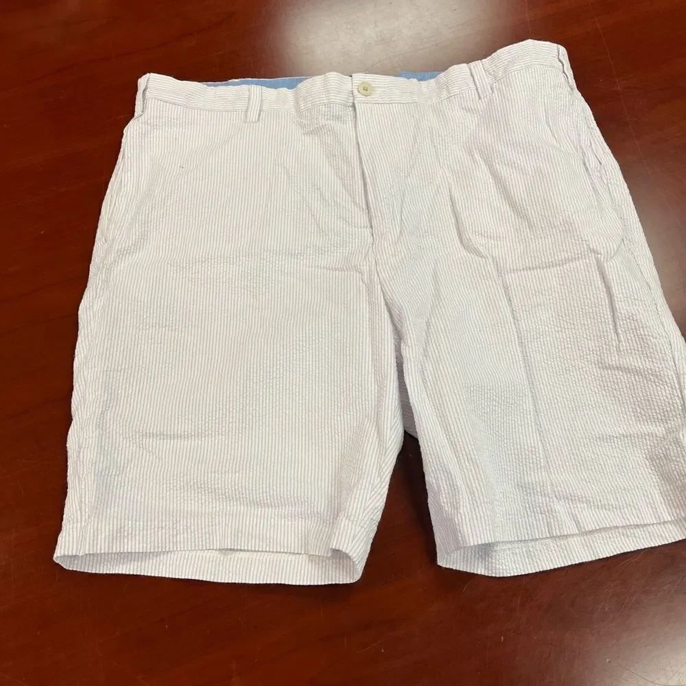 Nautica Lavender Stripe Seersucker A Bit Trimmer Shorts sz 42